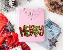 Load image into Gallery viewer, Merry Red Green Faux Sequins TRANSFER