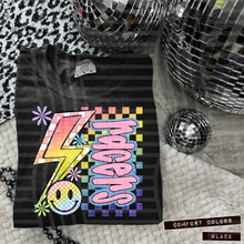 Load image into Gallery viewer, Sideways Rainbow Checker Bolt Happy Mascots Dropdown TRANSFER CAP JUNE