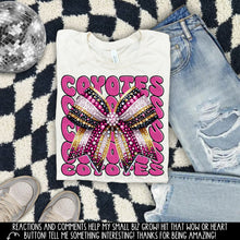 Load image into Gallery viewer, Pink Gold Rhinestone Bow Mascot DROPDOWN TRANSFER