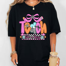 Load image into Gallery viewer, Pink Orange Checker Bow Teach Like A Boss TRANSFER DWS MAR 26