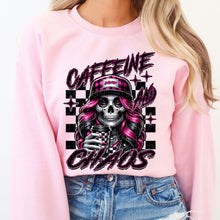 Load image into Gallery viewer, Caffeine Chaos BLK Checkered Skull TRANSFER DWS