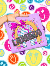 Load image into Gallery viewer, Rainbow Crayon Pink Bow School Mascots DROPDOWN TRANSFER CAP JUNE 26
