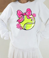 Load image into Gallery viewer, Play Ball Tennis Bow With Flower DROPDOWN TRANSFER BIA