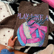 Load image into Gallery viewer, Play Like A Girl Pink Bow Paint Sports Balls DROPDOWN TRANSFER KAYNDI JAN 26