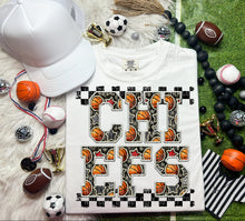 Load image into Gallery viewer, Basketball Faux Embroidery Checkered Mascots DROPDOWN TRANSFER CAP