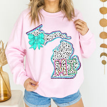 Load image into Gallery viewer, Pink Teal Dalmatian Bow States (All 50 states available) DTF TRANSFER