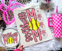 Load image into Gallery viewer, Floral Softball Mom With Pocket DROPDOWN TRANSFER CAP MAR
