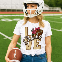 Load image into Gallery viewer, Love Football Flower Bow Mascot DROPDOWN TRANSFER HMWK JUNE 25