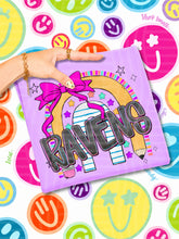 Load image into Gallery viewer, Rainbow Crayon Pink Bow School Mascots DROPDOWN TRANSFER CAP JUNE 26