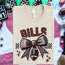 Load image into Gallery viewer, Football Bow Faux Embroidery Mascot DROPDOWN TRANSFER HMWK 24