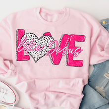 Load image into Gallery viewer, Love Like Jesus Dalmatian Heart Pink Outline TRANSFER CSD
