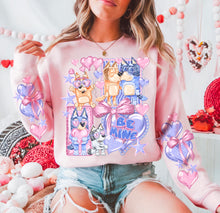 Load image into Gallery viewer, Be Mine Blue Pink Heart Collage With SLEEVE OPTION TRANSFER AGCM JAN