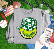 Load image into Gallery viewer, Play Ball Happy Face Hat Softball DROPDOWN TRANSFER BIA