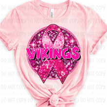 Load image into Gallery viewer, Breast Cancer Glitter Circle Mascot DROPDOWN TRANSFER