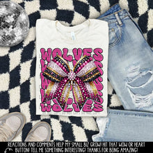 Load image into Gallery viewer, Pink Gold Rhinestone Bow Mascot DROPDOWN TRANSFER