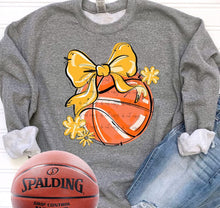 Load image into Gallery viewer, Play Ball Basketball Bow With Flower DROPDOWN TRANSFER BIA