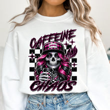 Load image into Gallery viewer, Caffeine Chaos BLK Checkered Skull TRANSFER DWS
