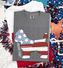 Load image into Gallery viewer, Patriotic Dog Designs White Text SWD MAY DROPDOWN TRANSFER