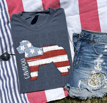 Load image into Gallery viewer, Patriotic Dog Designs White Text SWD MAY DROPDOWN TRANSFER