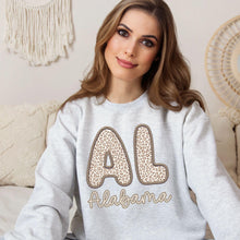 Load image into Gallery viewer, Bubble Tan Leopard Faux Embroidery States DTF TRANSFER