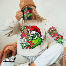 Load image into Gallery viewer, Green Guy Head Dog Red White Green Flowers With Sleeve TRANSFER MMD