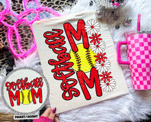 Load image into Gallery viewer, Floral Softball Mom With Pocket DROPDOWN TRANSFER CAP MAR
