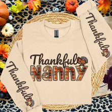 Load image into Gallery viewer, Thankful Plaid Title Faux Embroidery DOUBLE SLEEVE TRANSFER AGCM