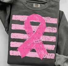 Load image into Gallery viewer, Pink Ribbon Stripes Distressed DTF TRANSFER TUESDAY