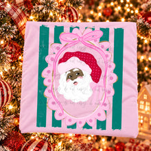 Load image into Gallery viewer, Santa Pink Coquette Green Stripes Red Pink Polka Hat TRANSFER TCC OCT 26