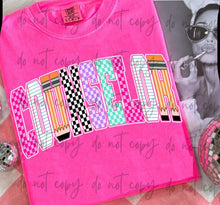 Load image into Gallery viewer, Pink BW Checker Pencil Arch B2S Grades ET DROPDOWN TRANSFER