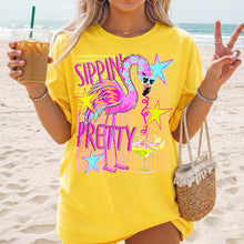 Load image into Gallery viewer, Sippin’ Pretty Flamingo Stripes TRANSFER AGCM MAY 26