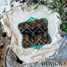 Load image into Gallery viewer, Turquoise Brown Checkered Farm Animal DROPDOWN TRANSFER CCD