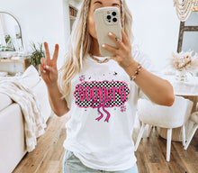 Load image into Gallery viewer, Pink Checkered Mascot Bow Dropdown TRANSFER CAP FEB