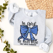 Load image into Gallery viewer, In April We Wear Blue Bow Child Abuse DROPDOWN TRANSFER SDD FEB