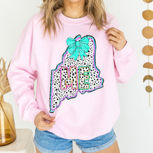 Load image into Gallery viewer, Pink Teal Dalmatian Bow States (All 50 states available) DTF TRANSFER