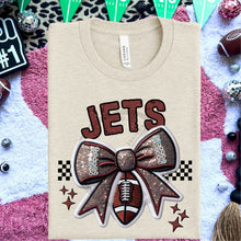 Load image into Gallery viewer, Football Bow Faux Embroidery Mascot DROPDOWN TRANSFER HMWK 24