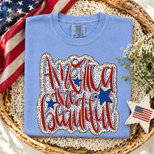 Load image into Gallery viewer, America The Beautiful Spotted With Faux Glitter Gold Outline TRANSFER SDD APR 26