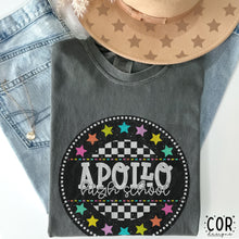 Load image into Gallery viewer, Schools Colorful Star Checkered Circle DROPDOWN TRANSFER COR
