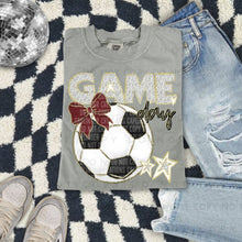 Load image into Gallery viewer, Dalmatian Game Day Soccer With Bow DROPDOWN TRANSFER CAP FEB