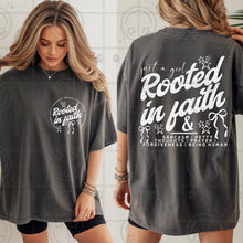 Load image into Gallery viewer, Just A Girl Rooted In Faith COLOR DROPDOWN With POCKET TRANSFER Snarky Faith Collab HMWK