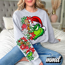 Load image into Gallery viewer, Green Guy Head Dog Red White Green Flowers With Sleeve TRANSFER MMD