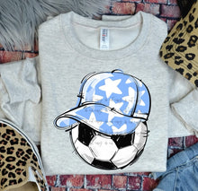 Load image into Gallery viewer, Play Ball Soccer Happy Face Hat DROPDOWN TRANSFER BIA