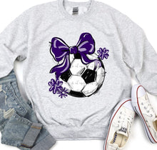 Load image into Gallery viewer, Play Ball Soccer Bow With Flower DROPDOWN TRANSFER BIA