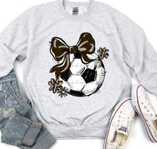 Load image into Gallery viewer, Play Ball Soccer Bow With Flower DROPDOWN TRANSFER BIA