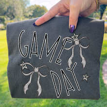 Load image into Gallery viewer, Game Day Grey Stripe Bows TRANSFER CSD FEB 26