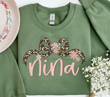 Load image into Gallery viewer, Leopard Bow Floral Name TRANSFER BIA JAN