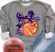 Load image into Gallery viewer, Play Ball Basketball Bow With Flower DROPDOWN TRANSFER BIA