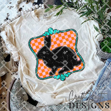 Load image into Gallery viewer, Turquoise Pink Checkered Farm Animal DROPDOWN TRANSFER CCD