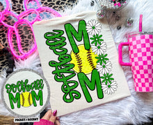 Load image into Gallery viewer, Floral Softball Mom With Pocket DROPDOWN TRANSFER CAP MAR