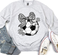 Load image into Gallery viewer, Play Ball Soccer Bow With Flower DROPDOWN TRANSFER BIA